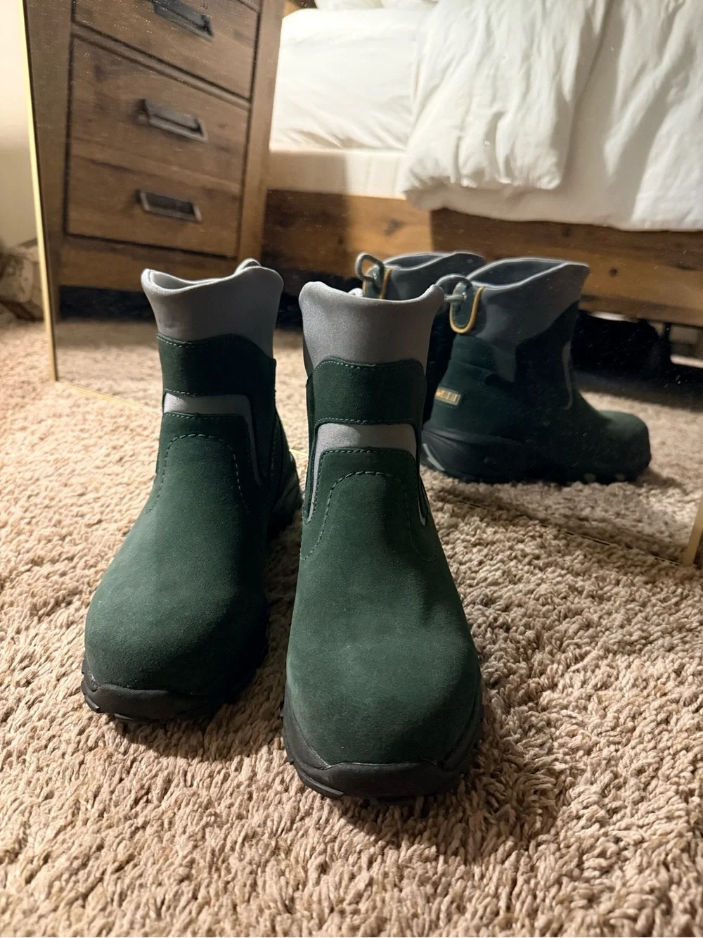 L.L. Bean Women’s Dark Green and Gray Waterproof Boots